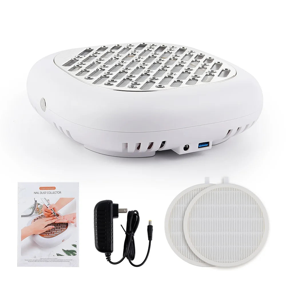 Two-Filter Nail Dust Collector with ABS Body, Adjustable Suction and Listed 23 x 22.5 x 6.9cm Size, Grey, Rose, Silver or Pink Manicure Vacuum Options