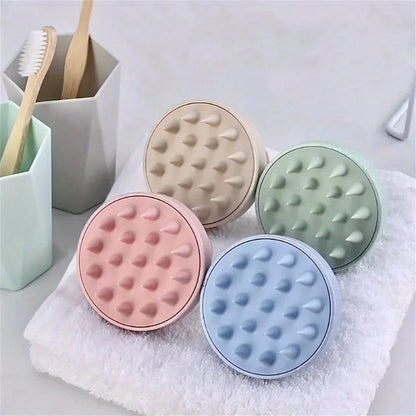 Silicone Shampoo Brush with Manual Scalp Massage Teeth, Approximate 8 x 7cm Hair Washing Tool in White, Green, Pink or Blue for Everyday Shower Hair Care