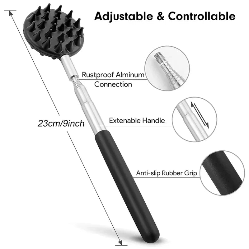 Telescopic Back Scratcher with Stainless Steel Handle, Listed 8 to 32 Inch Reach and Detachable Head Set Reference, Single, Three or Five-Piece Options
