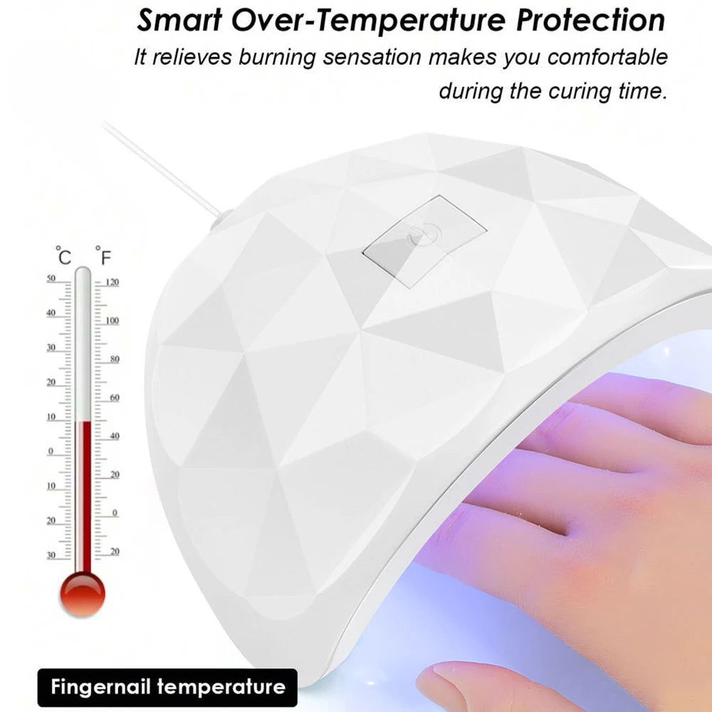 USB Nail Curing Lamp with Listed 18 LEDs, 60 and 120-Second Timers and Detachable Design, Pink, White or Upgraded White Options for Gel Manicures