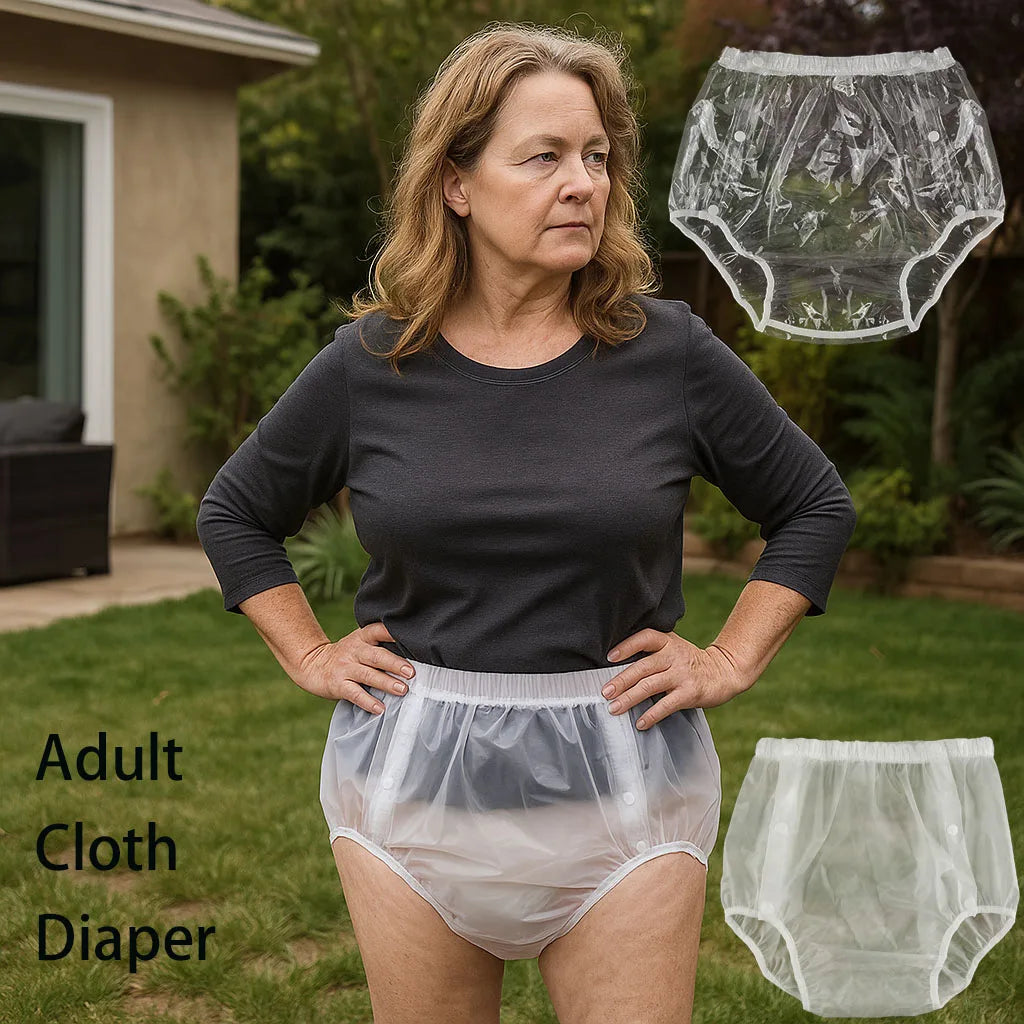 Side-Snap Adult Diaper Cover, Washable Reusable TPU Waterproof Overpants for Use with Disposable Diapers, L XL XXL Sizes and Five Finish Options