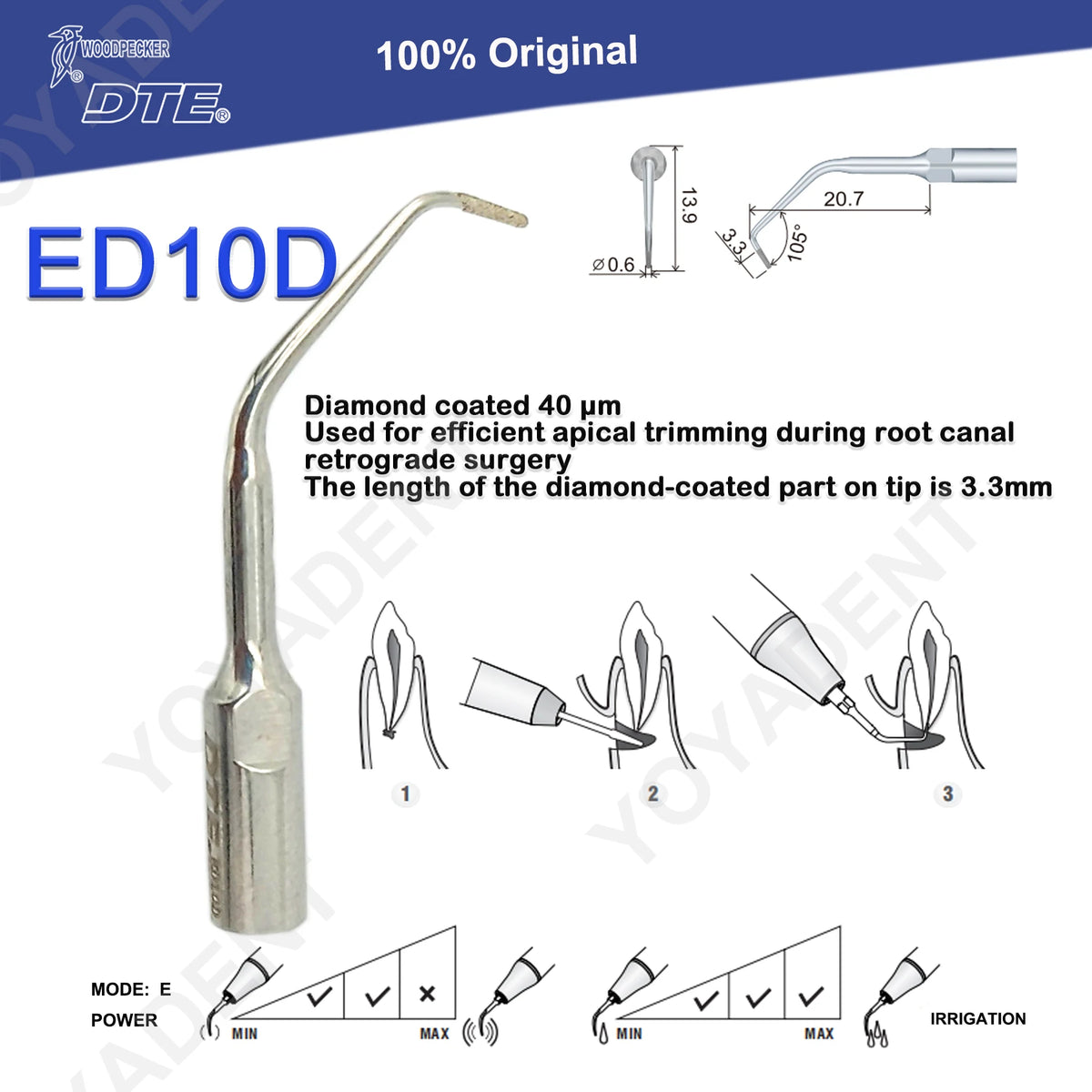 Endodontic Ultrasonic Tips and Accessory Options by Woodpecker DTE, ED-Series Model Selections with TD-1L and HD-7L Choices for Dental Equipment