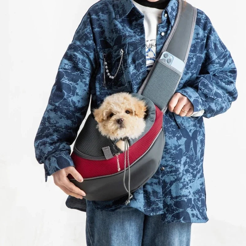 Pet Carrier Sling for Small Dogs and Cats, Mesh Single-Shoulder Carry Bag in S or L with Listed 6.6lb or 13.22lb Limits, Eleven Color Choices, Hand Wash Only
