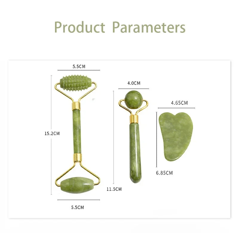Jade Roller and Gua Sha Tool Options for Facial and Neck Massage, Manual Skincare Accessories in Individual Styles and Color-Labeled Sets for Adult Self-Care