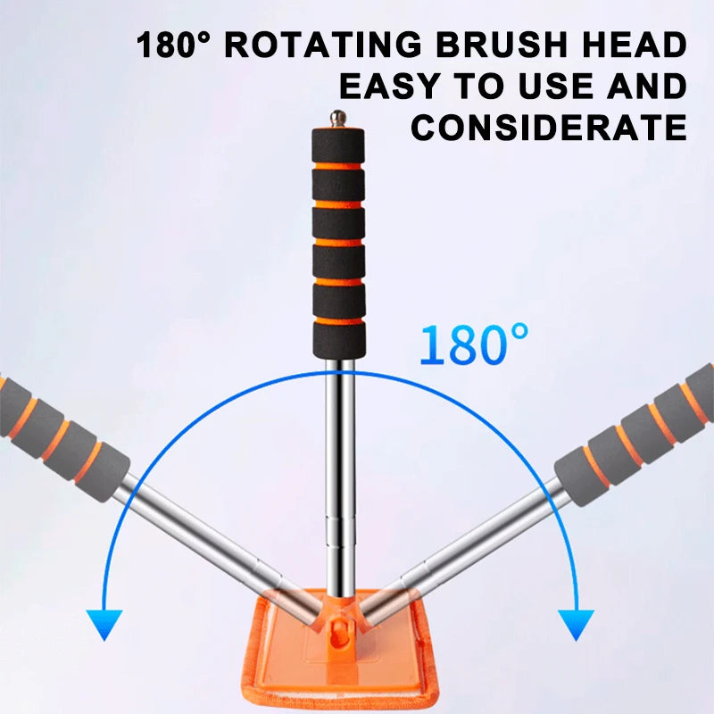 Telescopic Windshield Cleaning Brush by SEAMETAL, 32–50.5cm Adjustable Aluminum-Alloy Handle for Manual Car Glass Wiping in Black, Orange or Blue