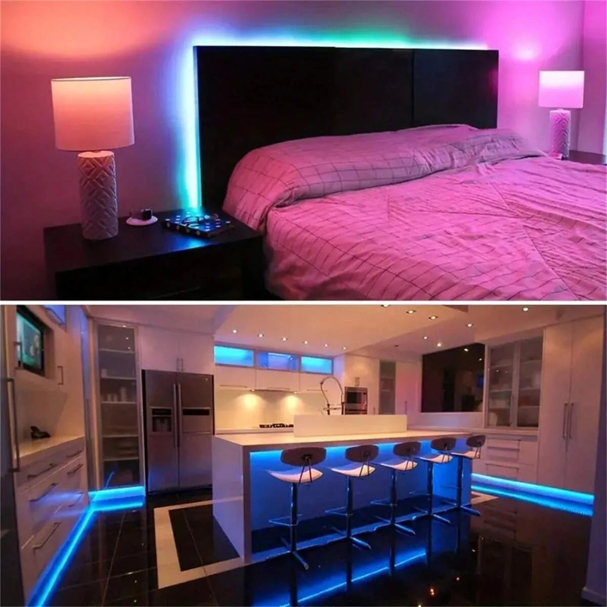 44-Key Remote RGB LED Strip, USB and App-Control Lighting with Six Length Options from 1m to 30m for Indoor Bedroom Accents and Gaming Room Decor