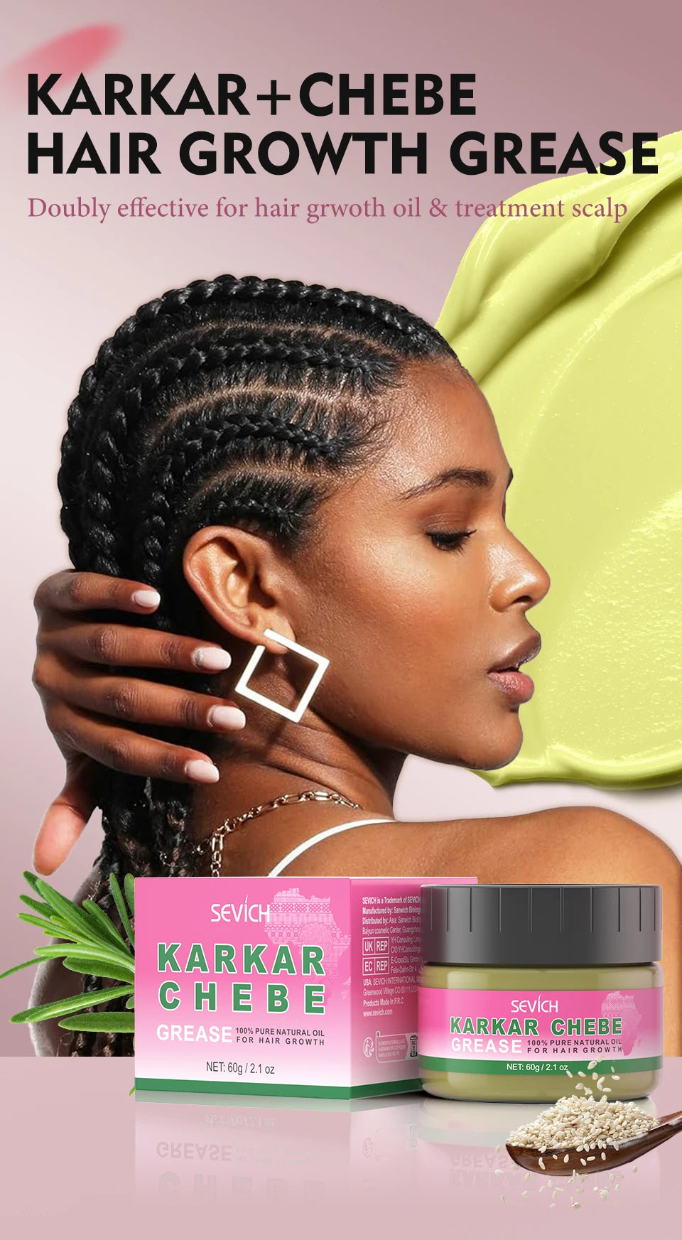 Hair Care Oil and Cream Options with Karkar, Chebe, Batana and Rosemary References, Single 40ml Oil, Single 60g Cream or Set and gift for Cosmetic Grooming