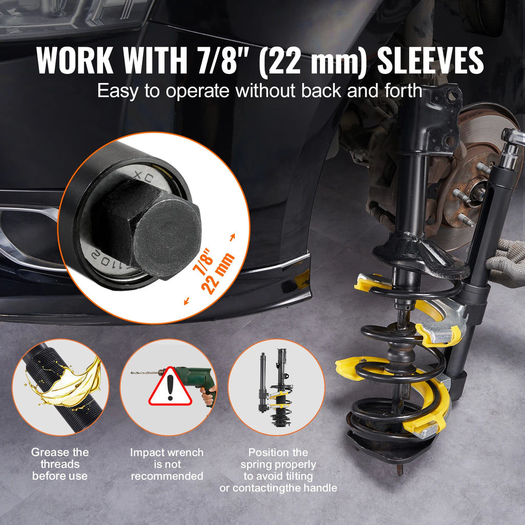 Strut Spring Compressor Kit by SucceBuy with Three Interchangeable Yoke Sizes and Heat-Treated #45 Steel for Compatible MacPherson Suspension Workshop Service