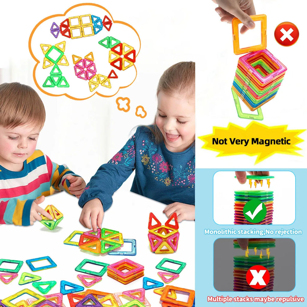 Magnetic Building Blocks with Medium Size Pieces, DIY Construction Play Sets in 20, 32, 40, 56, 60 or 84-Piece Options for Supervised STEM-Inspired Building