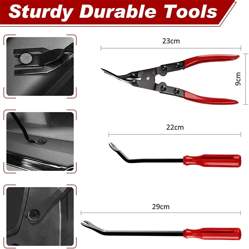 Car Panel Removal Tool Kit with 5, 11 or 41-Piece Options in Red or Blue, Manual Tools for Audio Surrounds, Door Panels, Moldings and Dashboard Trim