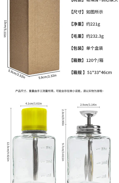Glass Nail Liquid Pump Bottle 180ml, Empty Press-Top Dispenser for Compatible Manicure Cleansing Liquids and Nail Polish Remover at Home or Salon Stations