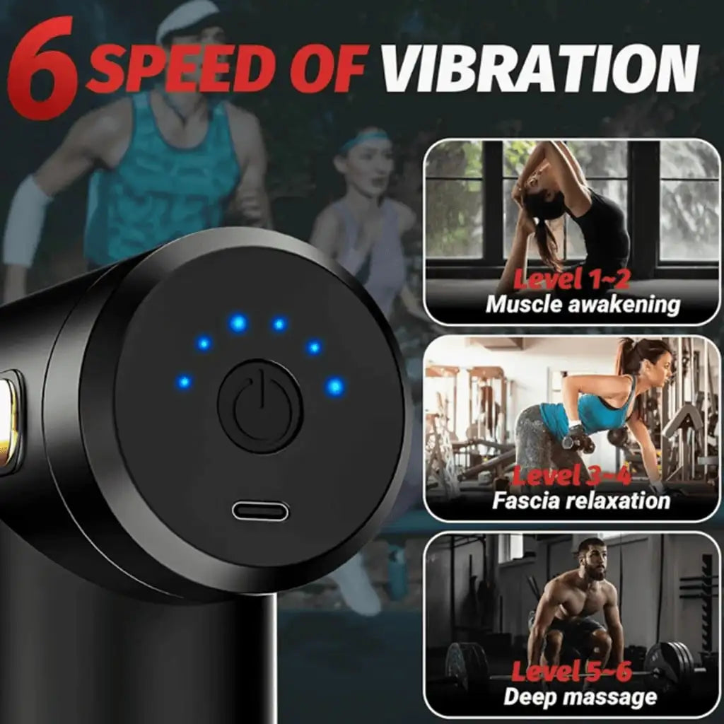 Compact Travel Massage Gun with Type-C Charging, Handheld Electric Massager in Black or Grey Button and LCD Models for Home and Post-Exercise Relaxation