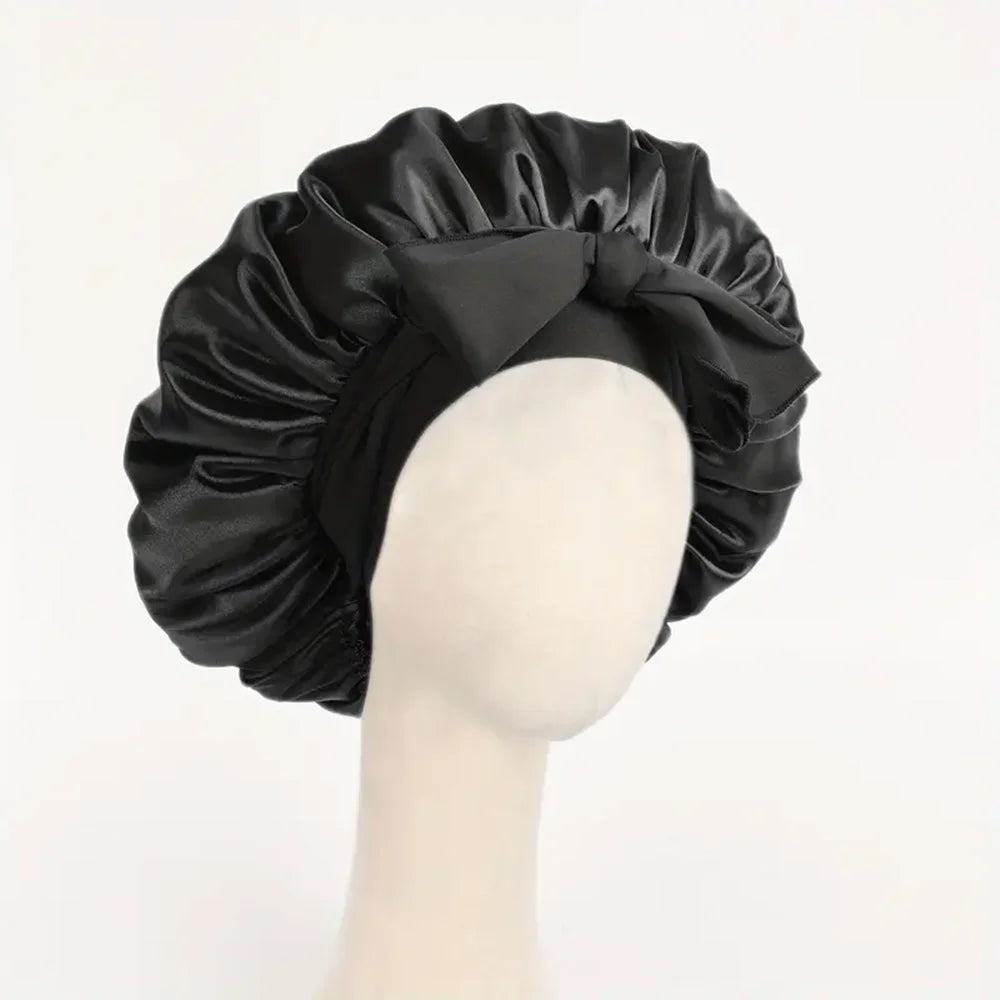 Adjustable Satin Bonnet for Sleeping with Tie Band, Unisex Hair Wrap for Women and Men in 16 Colors for Nighttime Hair Care Routines