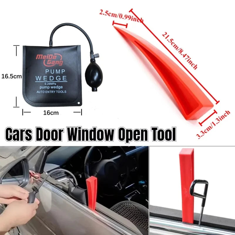 Air Wedge Pump and Red Spacer Tool, Individual Wedge, Air Bag or Two-Piece Set Options for Authorized Vehicle Repair and Door, Window or Furniture Alignment