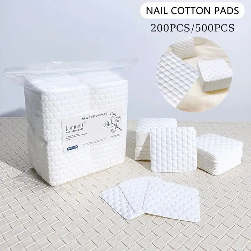 Square Nail Cotton Wipes with Listed 5 x 5cm Pad Size in 200 or 500-Piece Bags for Compatible Nail Polish Removal, Gel Cleansing and Manicure Prep