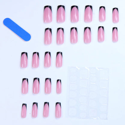 Glossy Fake Toenails with Listed 48-Piece Full-Cover Design, French-Inspired Nail Styling in Nine Color Options for Women's At-Home Pedicure and Vacation Looks