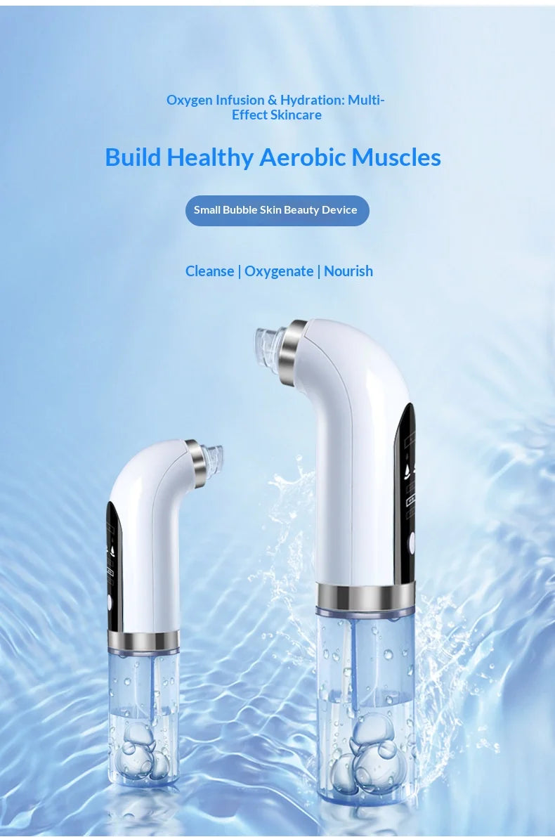 Pore Vacuum Facial Device in Ivory with Electric Micro Bubble Cleanser and USB Recharge References for Instruction-Guided Adult Personal Beauty Routines