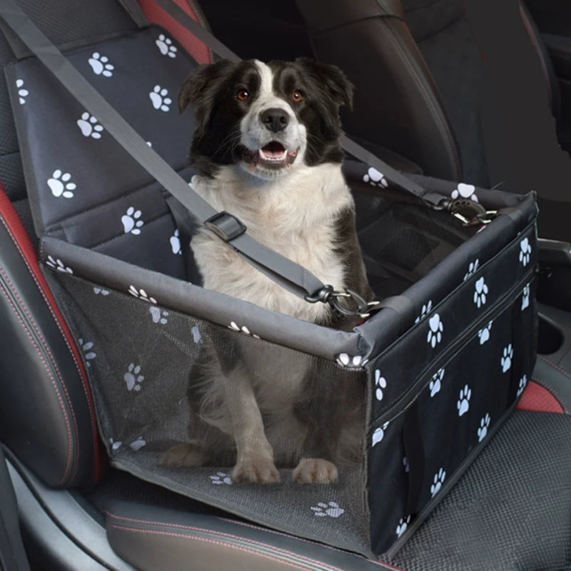 Dog Car Booster Seat Basket with Mesh Design, Foldable Pet Travel Carrier for Compatible Vehicle Seating, Black, Red, Pink, Blue and Gray Option Labels