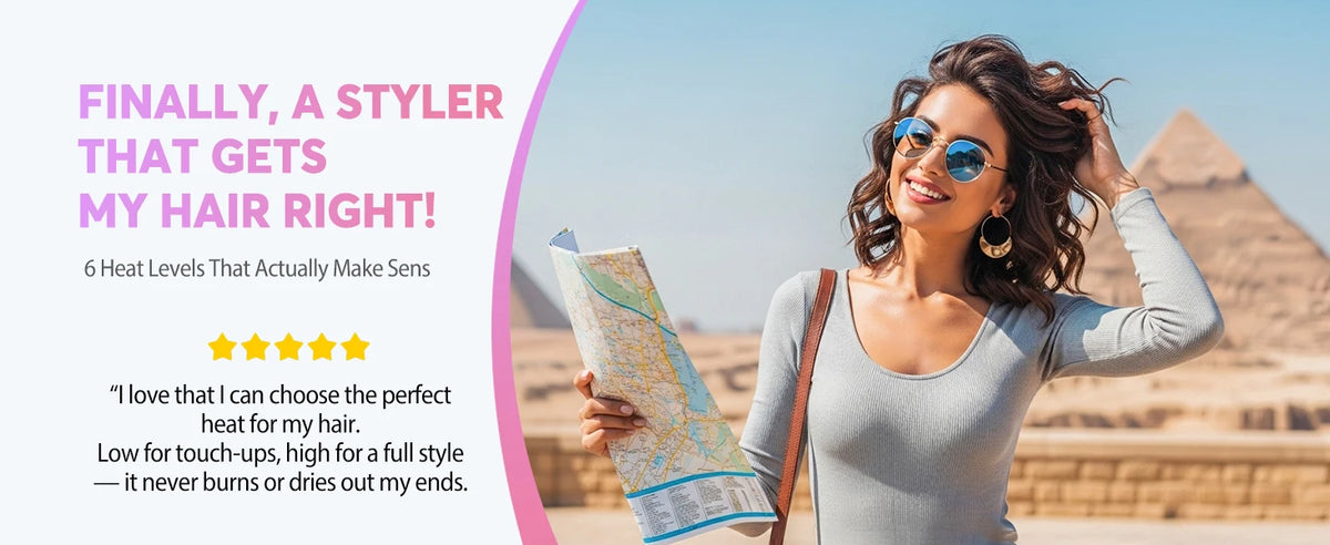 Dual Voltage Travel Hair Dryer Brush, Pink 4-in-1 Compact Hot Air Styler with Listed 100–240V Operation, Three Heat and Airflow Modes and US, EU or UK Plug Choices