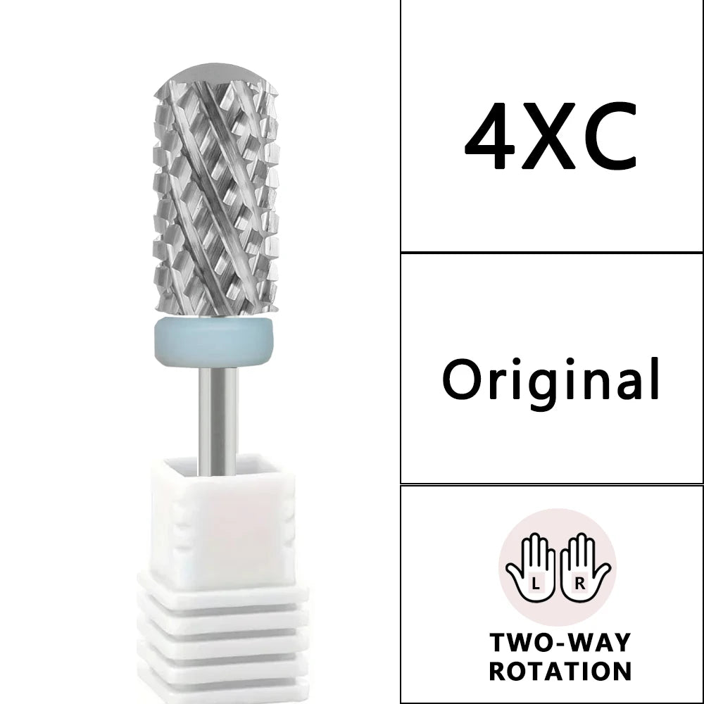Large Barrel Carbide Nail Drill Bit with Listed 6.6mm Size and Rounded Smooth Top, Eight Option Labels for Compatible Electric Manicure Tools