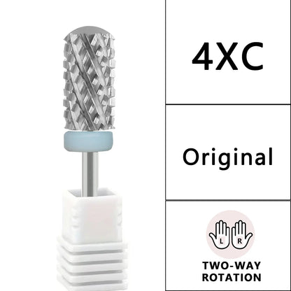 Large Barrel Carbide Nail Drill Bit with Listed 6.6mm Size and Rounded Smooth Top, Eight Option Labels for Compatible Electric Manicure Tools