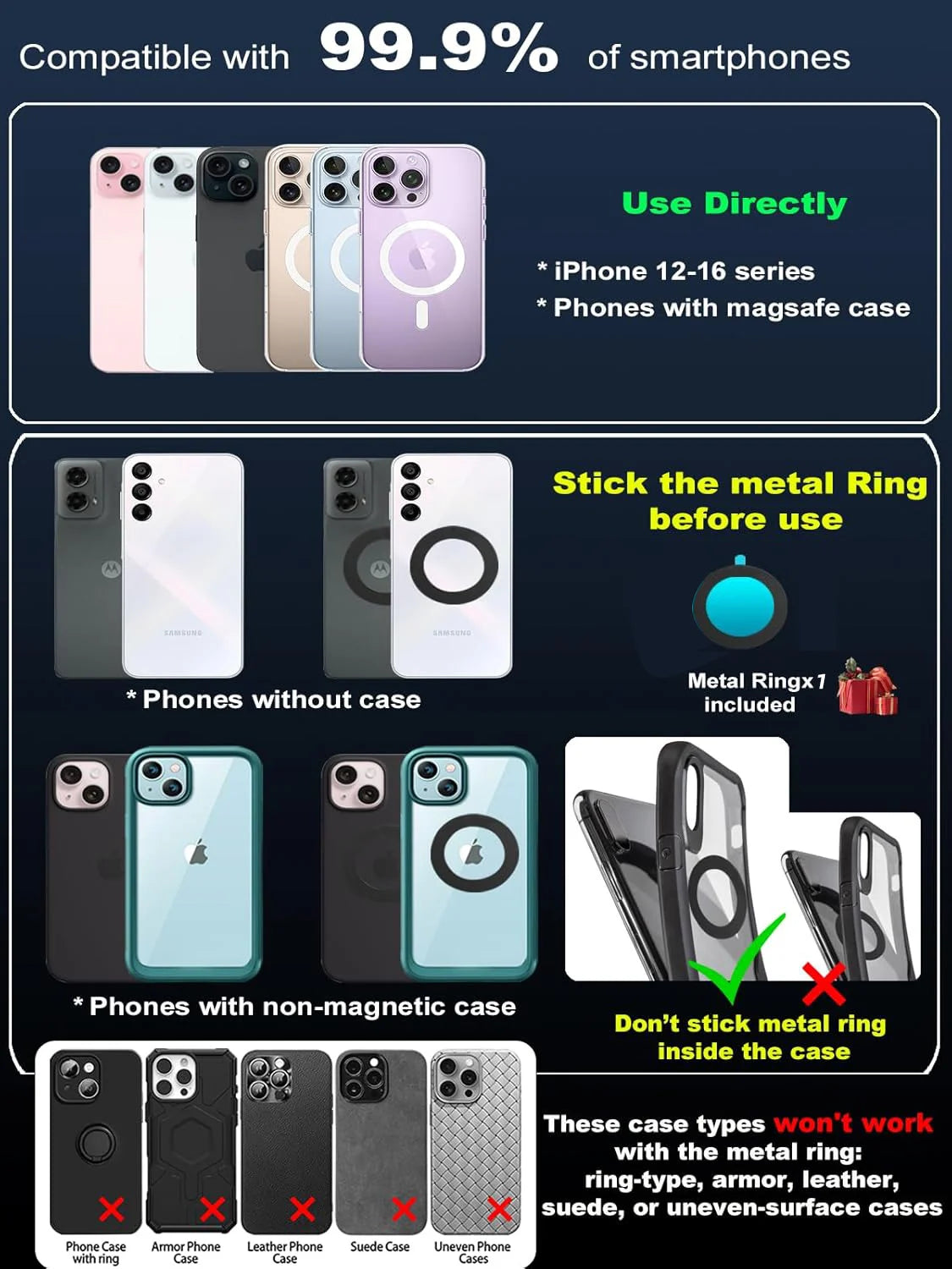 Folding Magnetic Phone Holder, 360° Rotating Vacuum Suction Mount in Black or White for Compatible Car Dashboards, Windshields and Desktop Phone Positioning