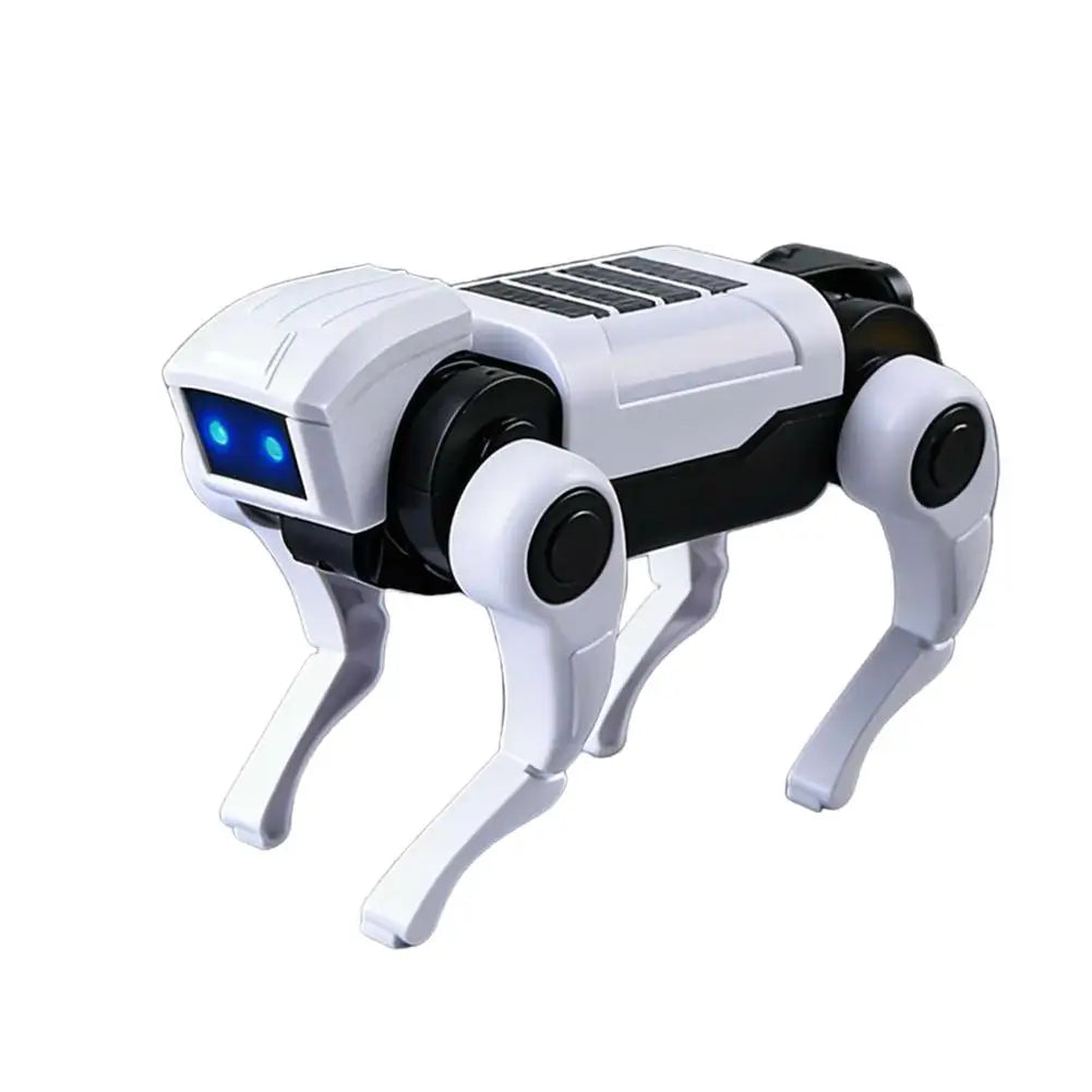 DIY Robot Dog Toy with Walking Movement and Blue LED Eyes, Battery-Powered Mechanical Puppy with Assemble-Yourself Legs in White or Green for Hands-On Play