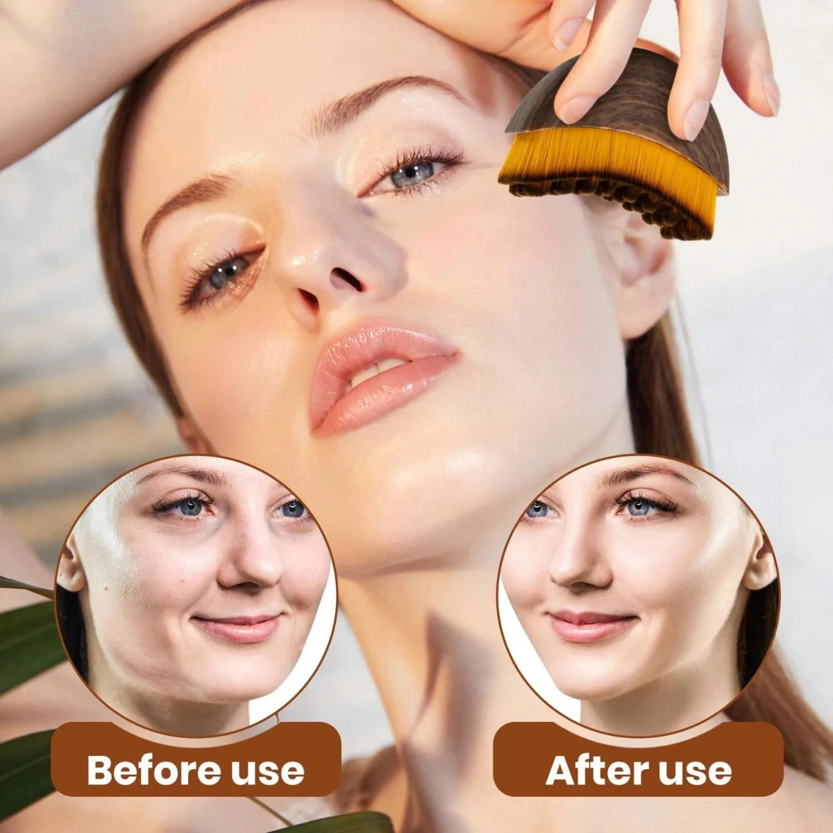 Face Massage Brush with Contour Design for Chin and Jawline Beauty Routines, A or B Selection Labels for Instruction-Guided Personal Skincare Accessories