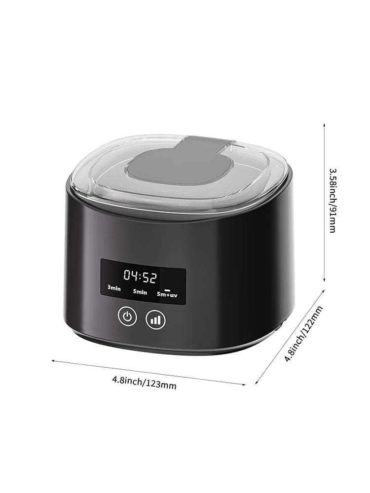 Three-Mode Retainer Cleaner with Black Portable Design, Automatic Cleaning Device for Compatible Removable Dentures, Dental Appliances and Selected Jewelry Care