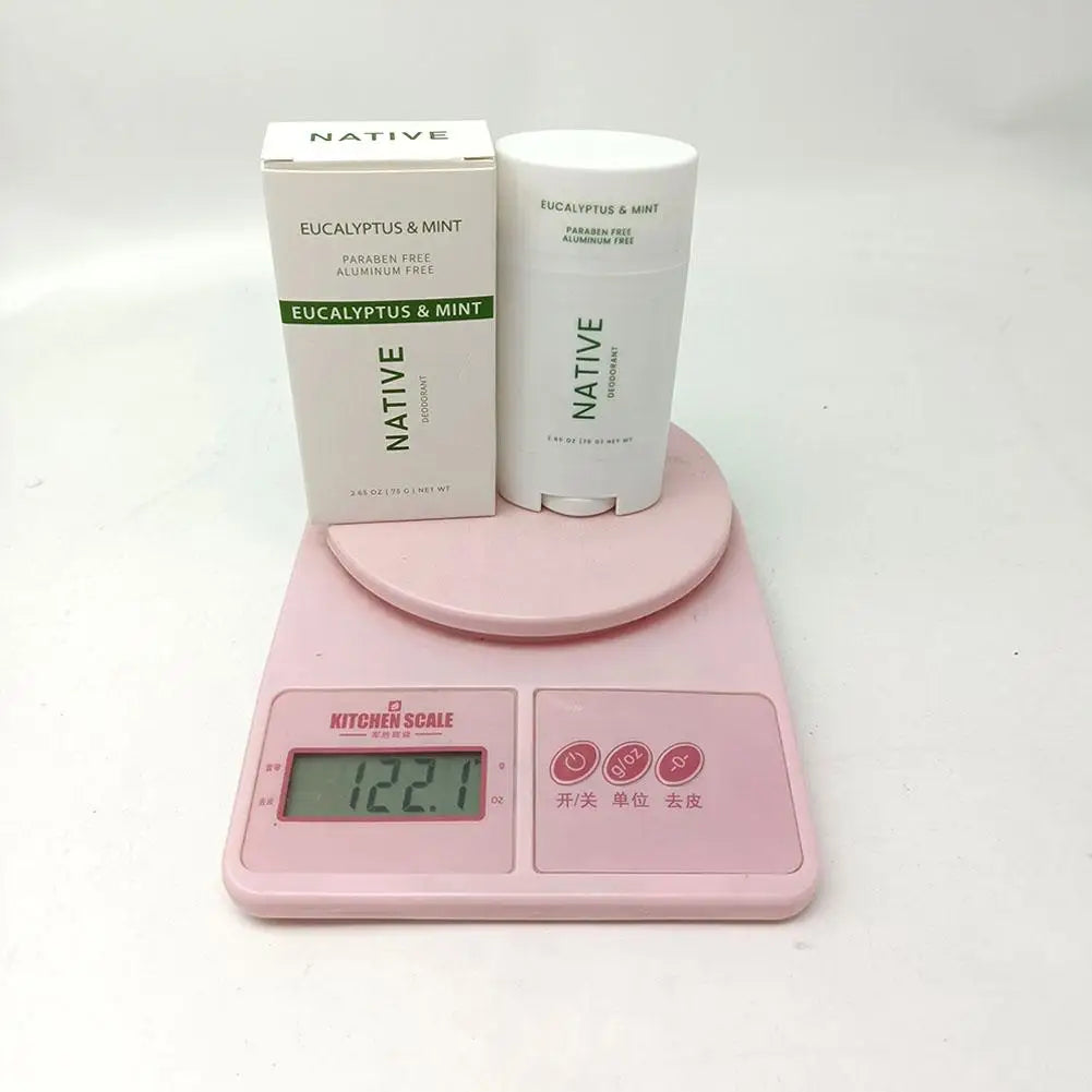 Body Deodorant Stick with Listed 75g Net Content and Twist-Up Solid Format, A to E Scent Option Labels for a Label-Guided Everyday Personal Care Routine