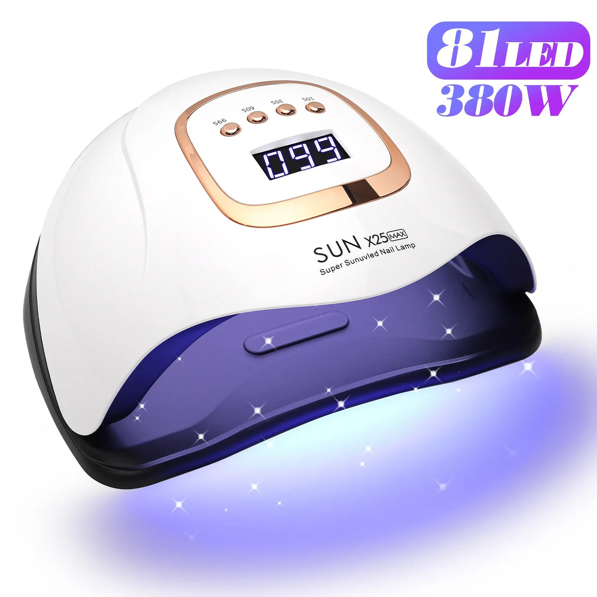 UV Gel Nail Curing Lamp in White with X25, X27, X26 and X23 Model Options, US or EU Plug Selection for Compatible Gel Polish Manicure Routines