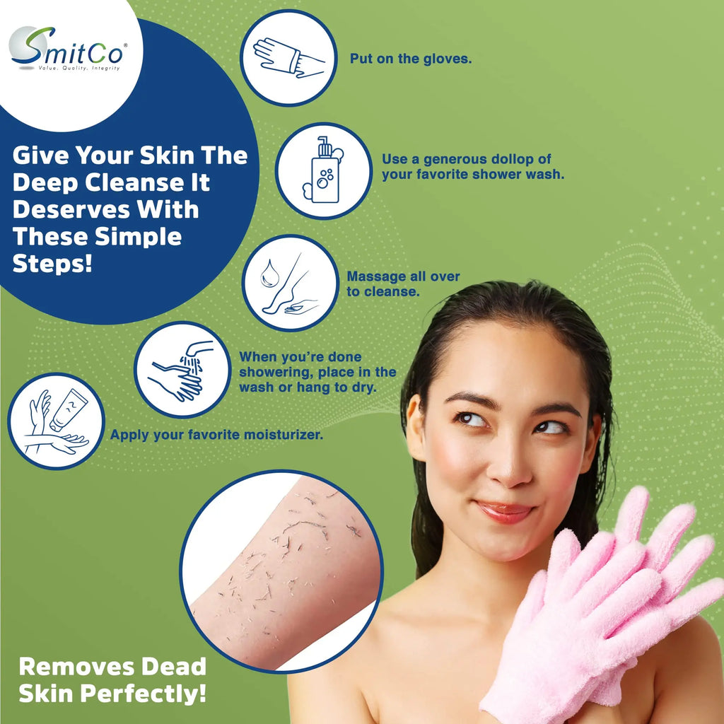 Exfoliating Bath Gloves, Double-Sided Body Scrubbing Accessories in Random Colors with 1, 3, 5 or 10 Individual Pieces for Adult Shower and At-Home Spa Routines