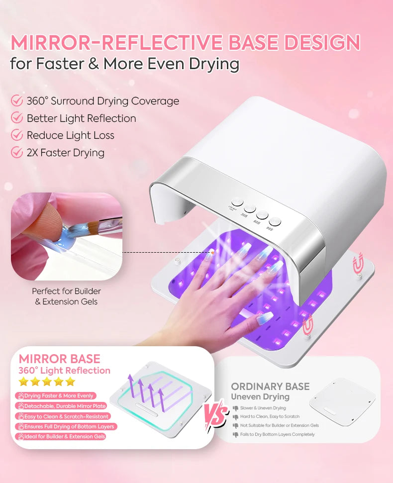 UV LED Nail Lamp Z38 with 36 Listed LEDs, Four Timer Settings and Infrared Auto Sensor, Magnetic Removable Base and White, Diamond or Red Options
