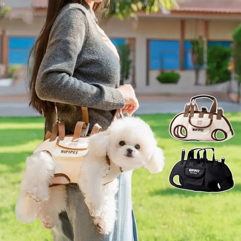 Oxford Cloth Dog Carrier Backpack with Mesh Panels, Listed Padded Interior and Adjustable Strap in Black or Beige, S to XL Options for Pet Outings