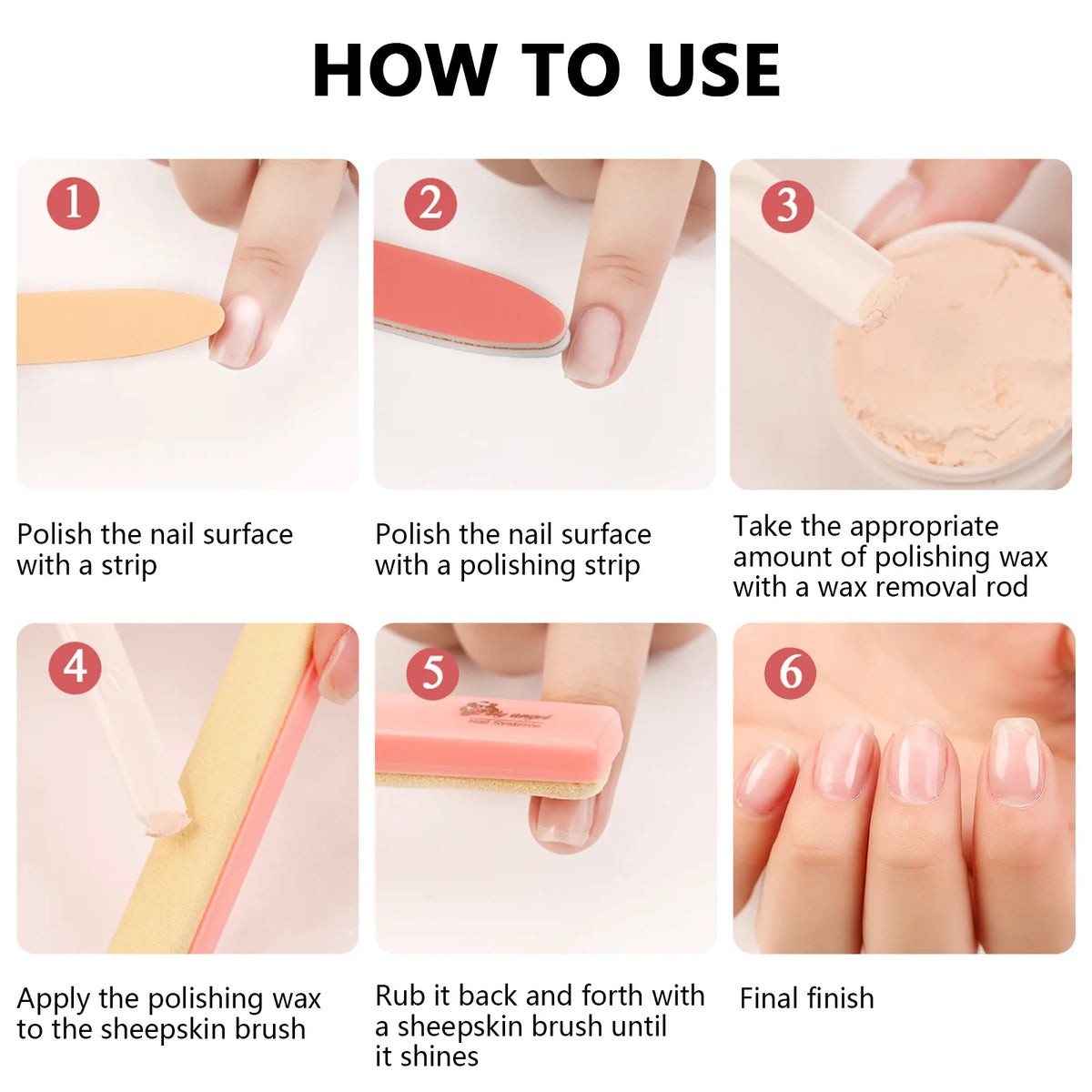 Nail Buffing Kit with Polishing Wax, Buffer Blocks and Filing Strips for Natural-Look Shine, Manual At-Home Manicure Care in Multiple Set Options