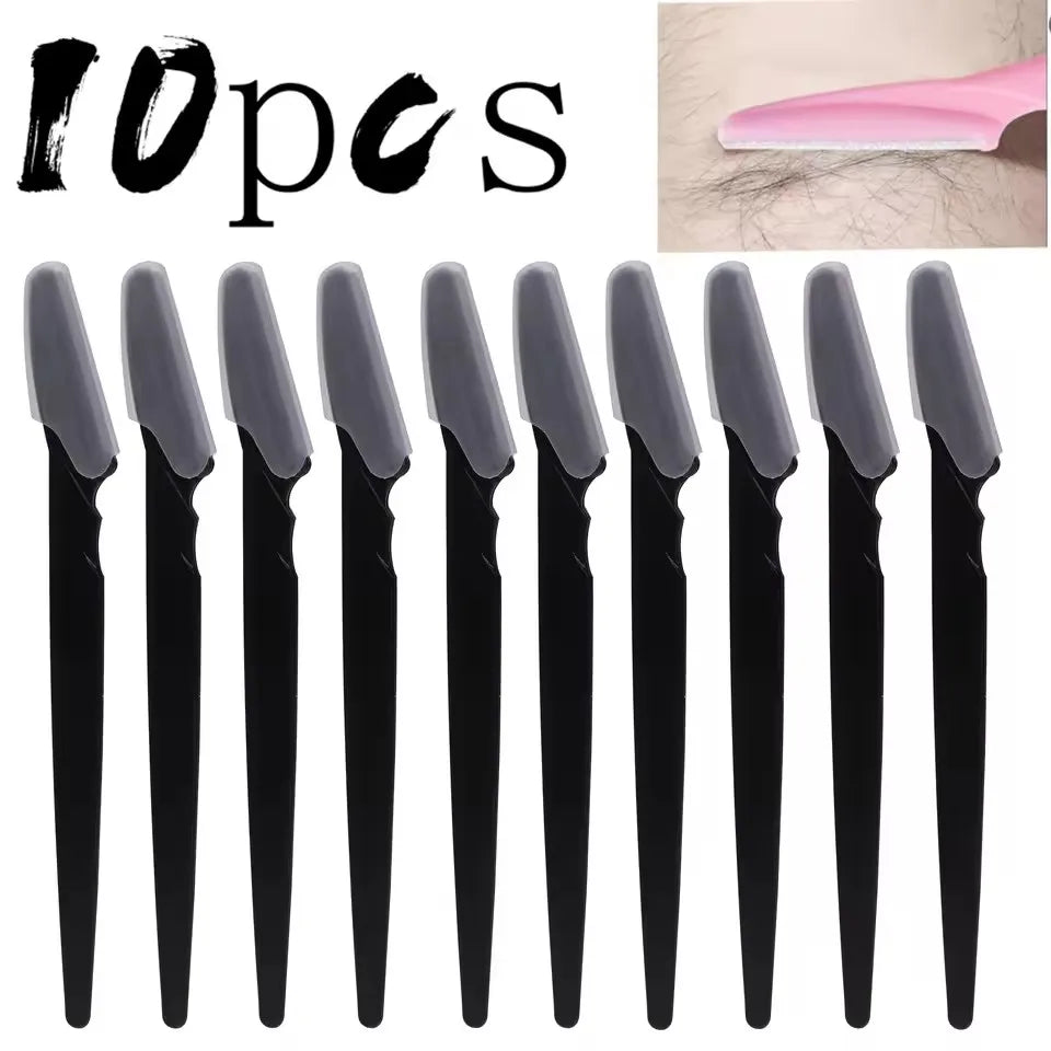 Eyebrow and Face Razors, Black or Multicolor 5, 10, 30 and 40-Piece Grooming Packs with Protective Cover Reference for Adult Women and Men