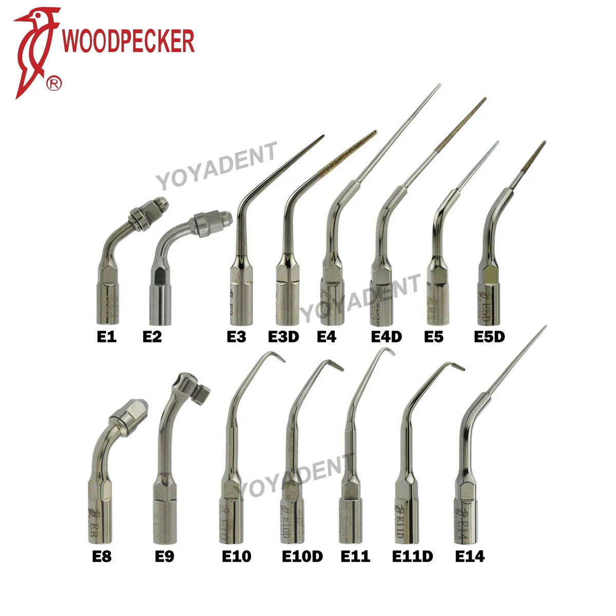 Ultrasonic Scaler Handpiece and Tip Options by Woodpecker, HW-5L LED Handpiece or P, E and G Series Tips for Compatible Dental Equipment