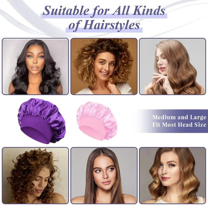Satin Hair Bonnet with Wide Elastic Band, Single Sleep Cap in Thirteen Colors for Long or Short Hair, Nighttime Routines, Makeup and Face Washing