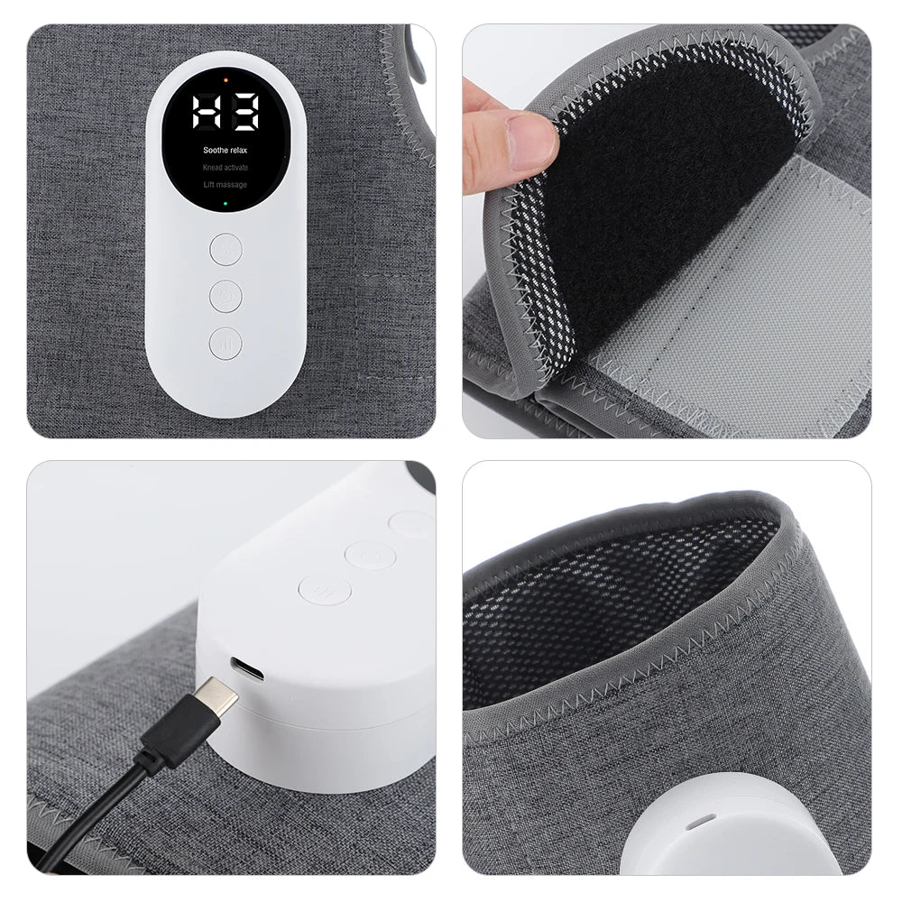 Heated Calf Compression Massager with Three Heat Settings, Three Massage Modes and Intensities, 2000mAh Battery and USB-C Charging in Single or Pair Options