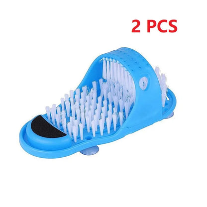 Shower Foot Scrubber Slipper with Suction Cup Base and Detachable Pumice Stone, Blue Foot Washing Brush in 1 or 2 Piece Options for Home Care