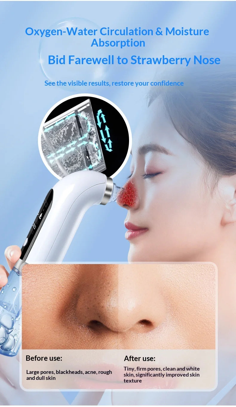 Pore Vacuum Facial Device in Ivory with Electric Micro Bubble Cleanser and USB Recharge References for Instruction-Guided Adult Personal Beauty Routines