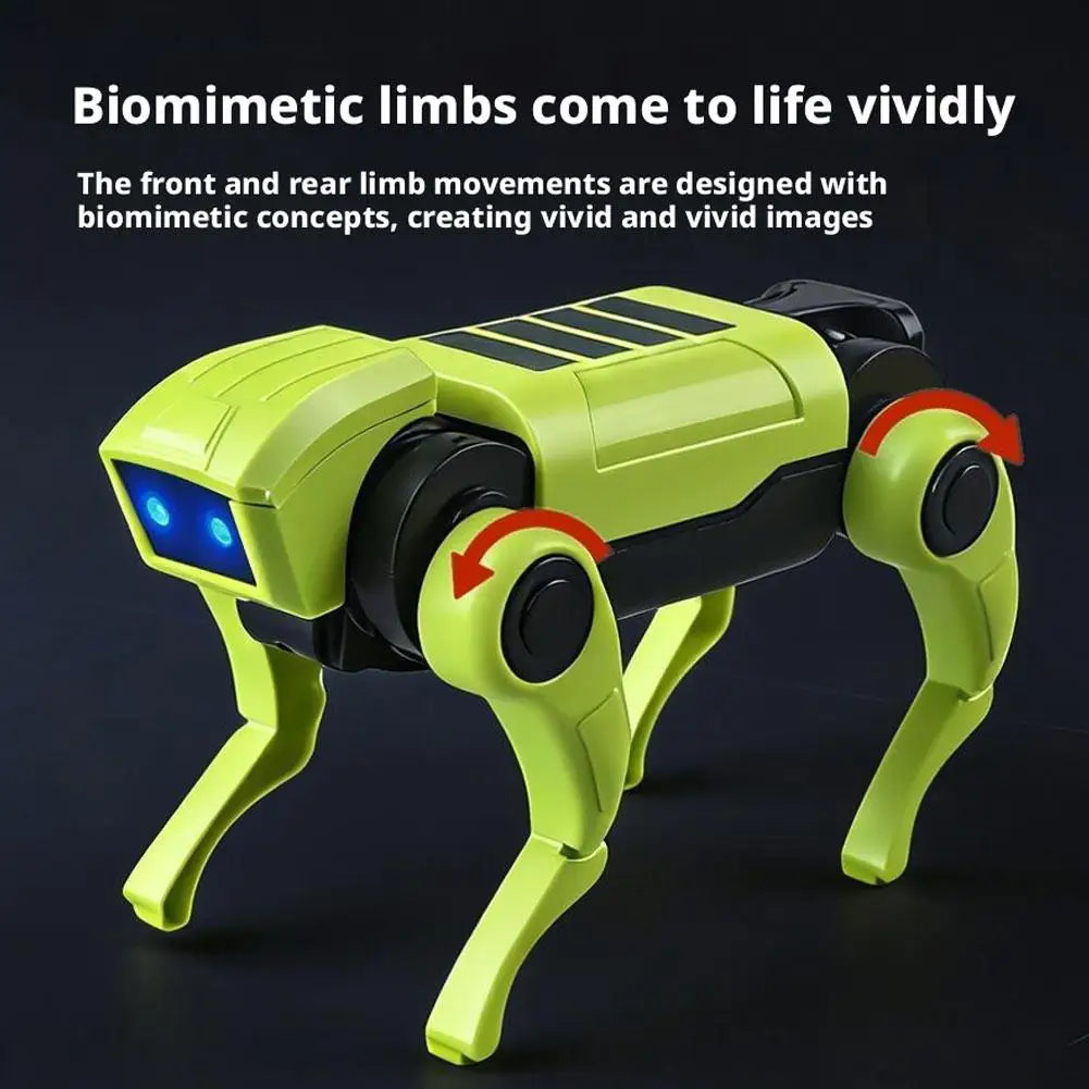 DIY Robot Dog Toy with Walking Movement and Blue LED Eyes, Battery-Powered Mechanical Puppy with Assemble-Yourself Legs in White or Green for Hands-On Play