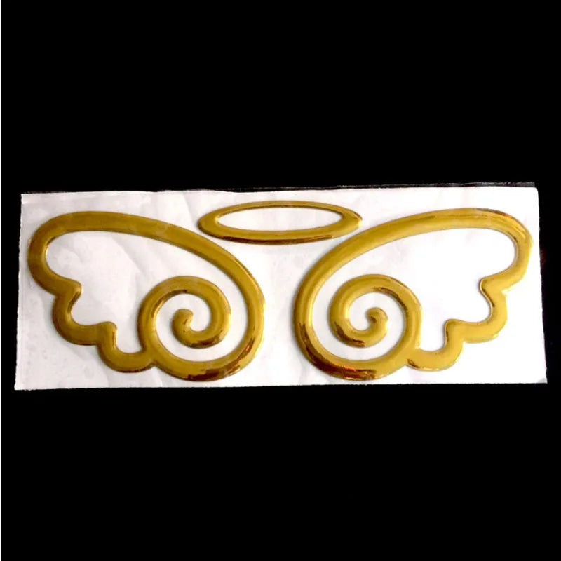 3D Angel Wings Car Decoration, Single PVC Exterior Styling Label in Red, Yellow or Silver for Compatible Vehicle Fuel Door Areas