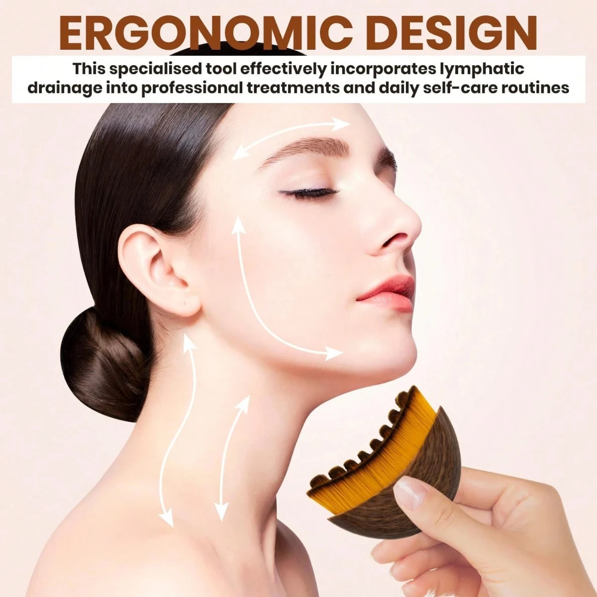Face Massage Brush with Contour Design for Chin and Jawline Beauty Routines, A or B Selection Labels for Instruction-Guided Personal Skincare Accessories