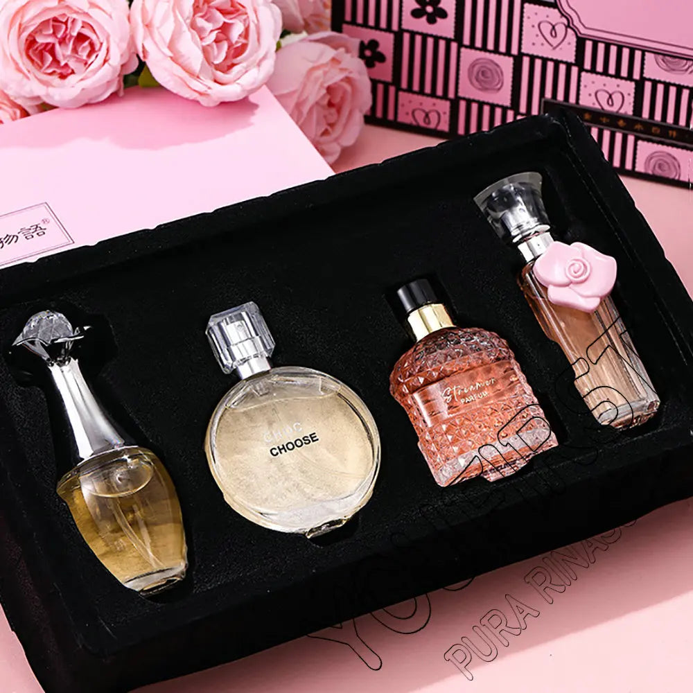 Women's Floral Perfume Gift Set, Fragrance Spray with Four-Piece Gift Box Wording and 100ml Option Label for Daily Scent Routines and Personal Gifting
