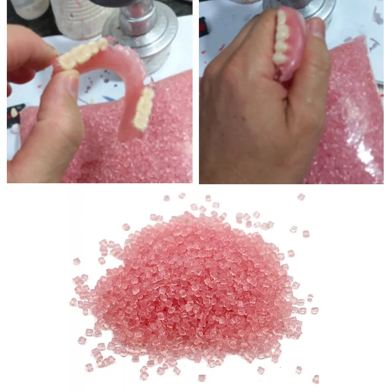 Denture Laboratory Material in Listed 100g B Pink Shade with Blood-Streak Simulation, Flexible Acrylic and Resin References for Professional Fabrication Review