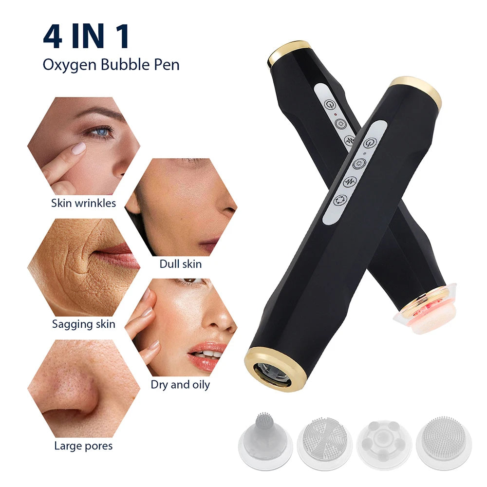 CO2 Facial Bubble Device Machine Only in White or Black, Handheld Beauty Tool with Listed Vibration, Spin and LED Modes, Compatible Care Kit Sold Separately