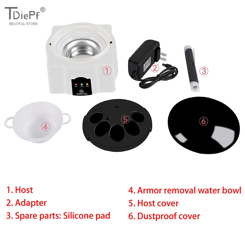 Steam Gel Polish Remover with Listed 36W Power, PP Body, Remover Bowl and Silicone Pad, 14.7 x 14.7 x 12cm Device with US, EU, UK or AU Plug Options