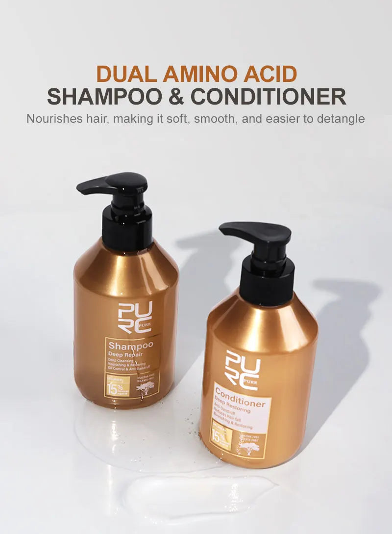 Argan Oil Shampoo and Conditioner by PURC with 300ml Shampoo, 280ml Conditioner and Set Options for Cleansing and Cosmetic Smoothing Hair Care