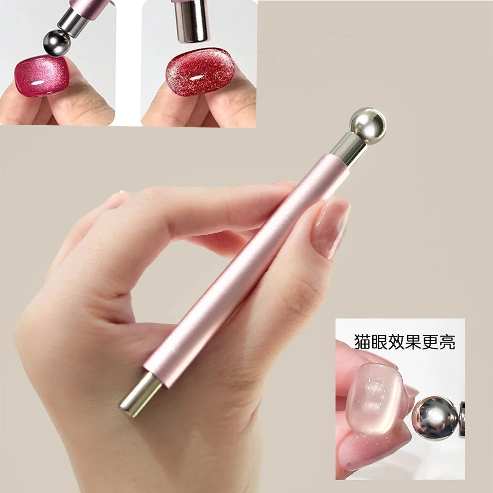 Nail Magnet Pen, Double-Head Cat Eye Gel Styling Tool with Aluminum Tube Handle, Wide and Fine Head References in Three TB112 Model Options